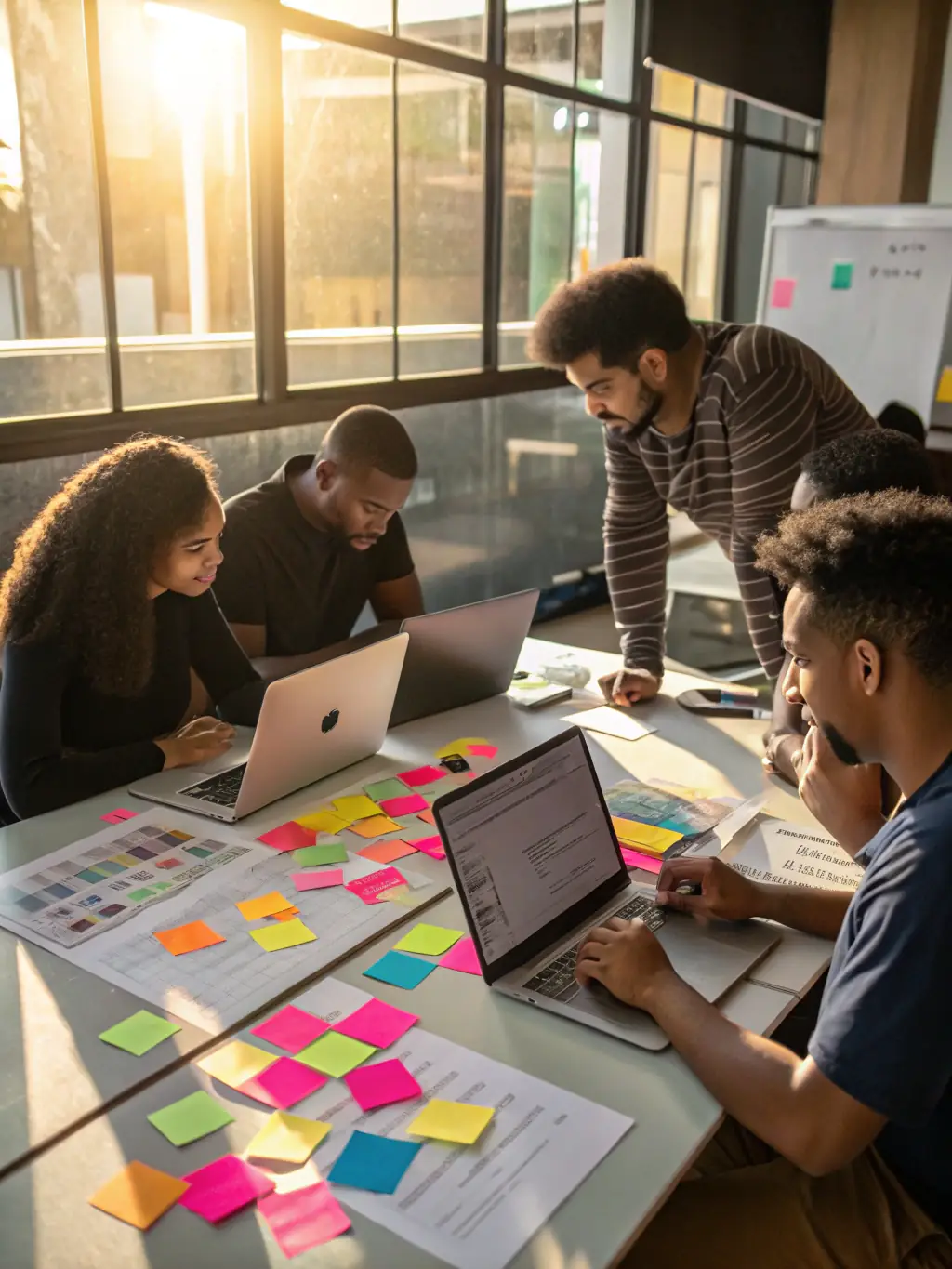 A diverse team of software engineers collaborating on a complex coding project, symbolizing Codenerds' collaborative and expert approach to technology solutions.
