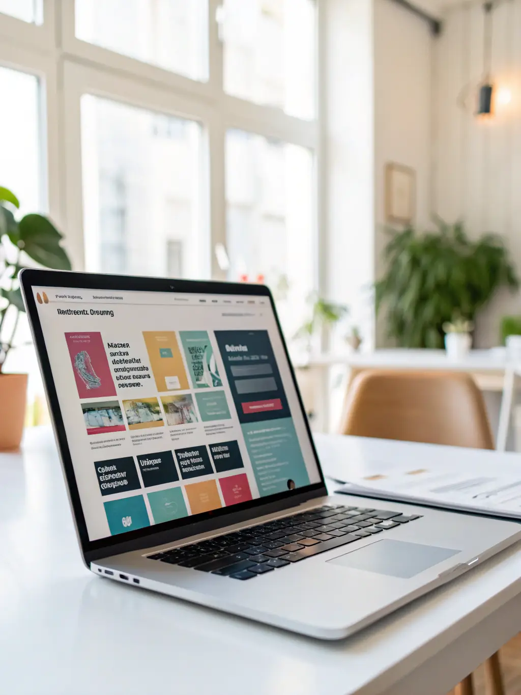 A modern laptop displaying a sleek, responsive website interface on a vibrant screen, showcasing Codenerds' custom web development expertise.